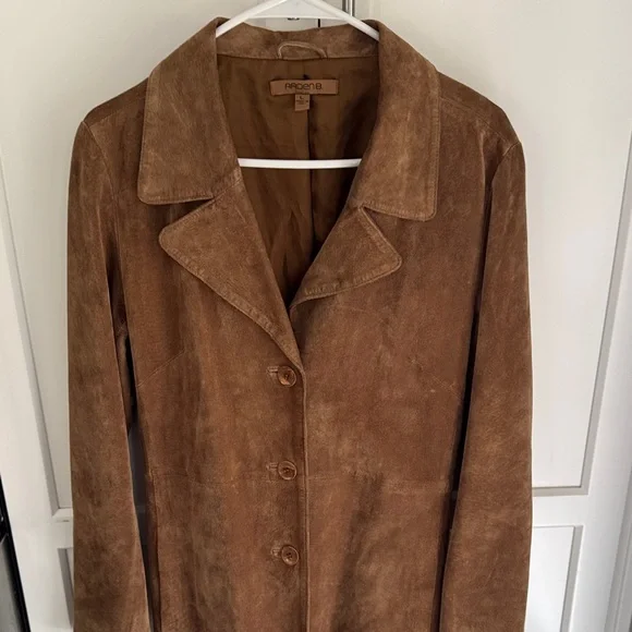 Arden B Vintage Long Brown Suede Trench Coat - Picture 7 of 7